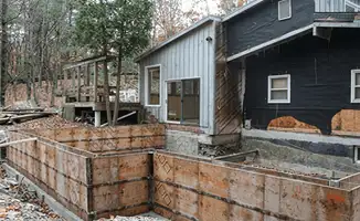 Prepared site with foundation forms for home remodeling and addition project in Norfolk, VA